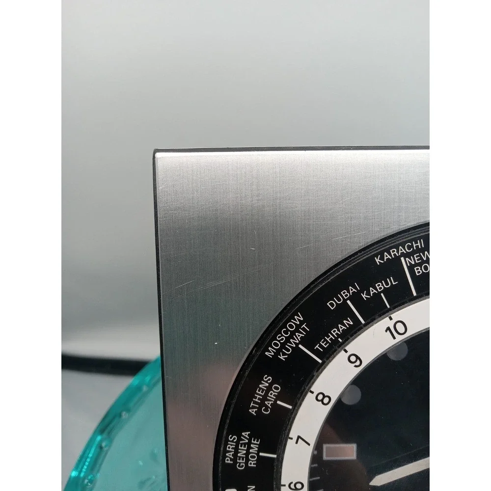 Seiko Seikosha  World Time Quartz Desk Clock Scratches  Panasonic Car Audio Plaq